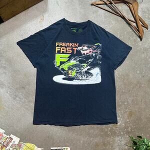 Arctic Cat Snowmobile Racing Tee Mens Large Arcticwear Faded Black Graphic Shirt